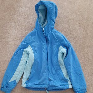 Blue LL Bean Fleece Lined Warm Up Jacket, size 10-12